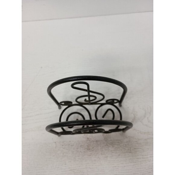 Vintage 1980s Black Iron Metal Treble Clef Napkin Holder Music Theme Arch Design - Picture 2 of 9